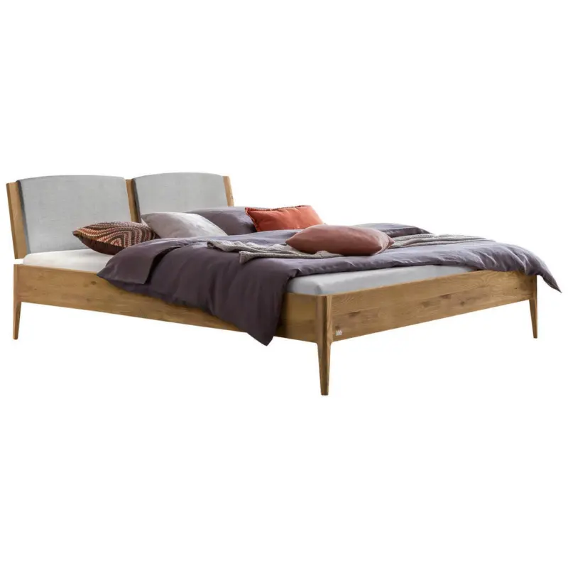 Bett 180/200 cm in Hellgrau, Wildeiche