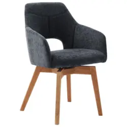 Armlehnstuhl in Holz, Textil Schwarz, Wildeiche