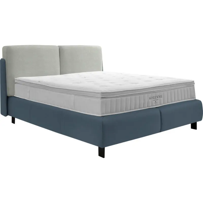 Boxspringbett 200/200 cm in Blau, Hellgrau