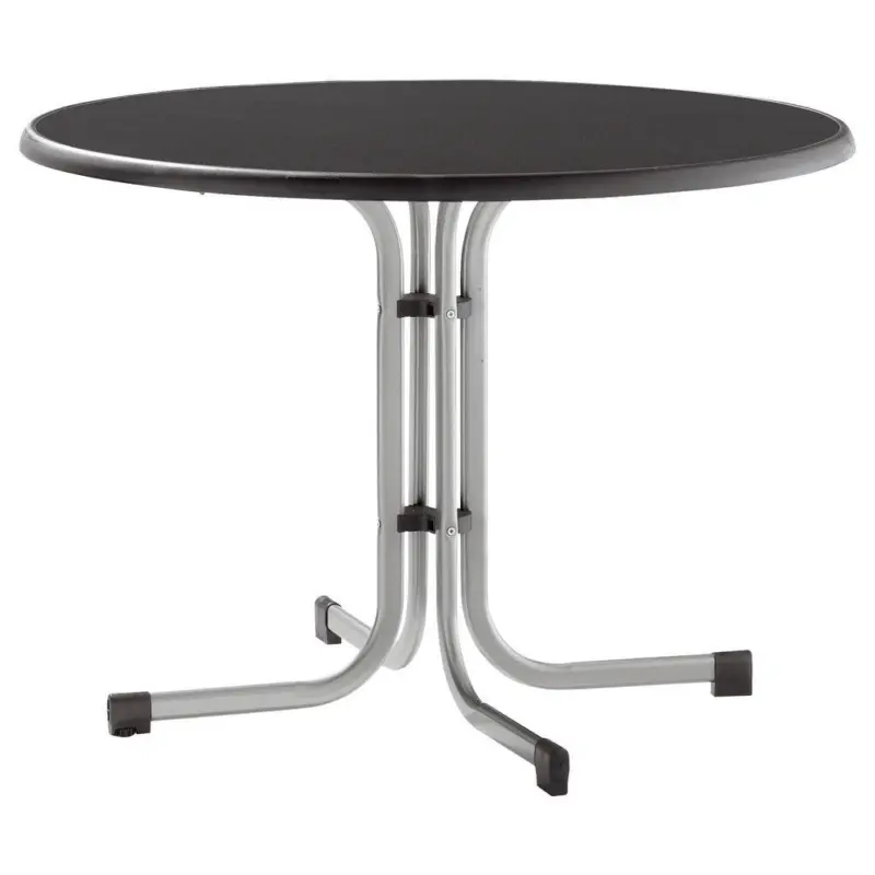 Gartentisch Holzwerkstoff Graphitfarben rund