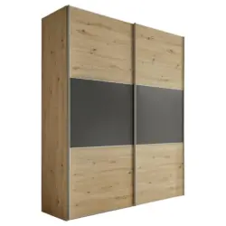 Schwebet&uuml;renschrank in Anthrazit, Eiche Artisan