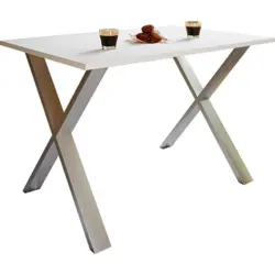 Esstisch 110/50/76 cm Nachbildung Metall, Holzwerkstoff rechteckig Wei&szlig;
