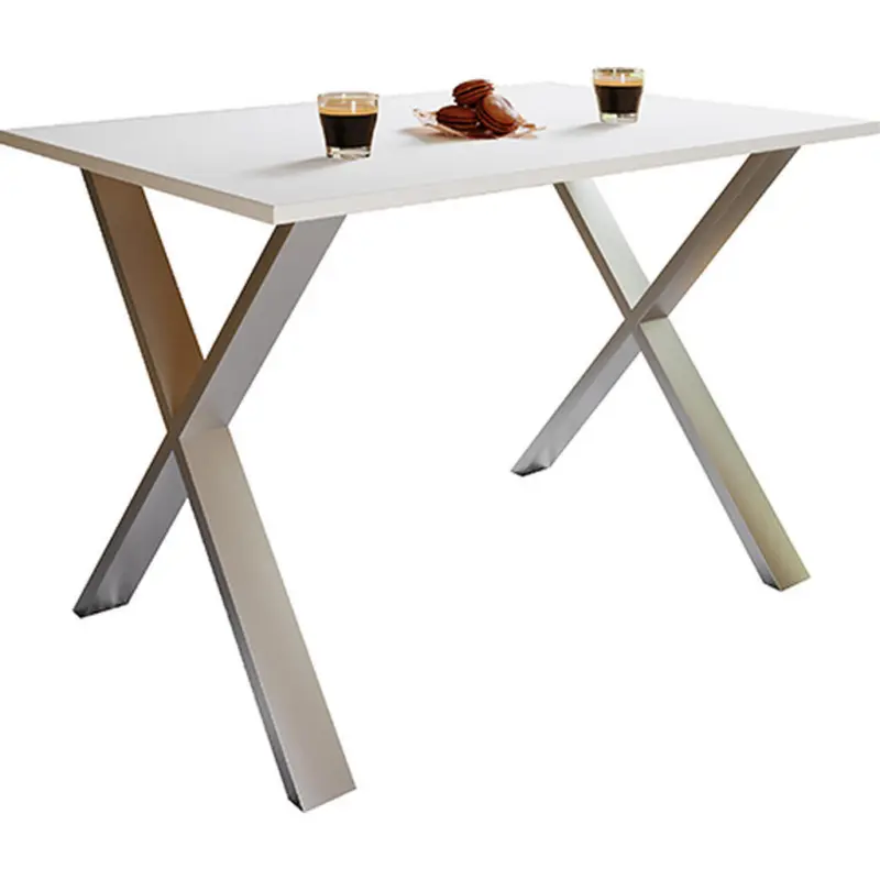 Esstisch 110/50/76 cm Nachbildung Metall, Holzwerkstoff rechteckig Wei&szlig;