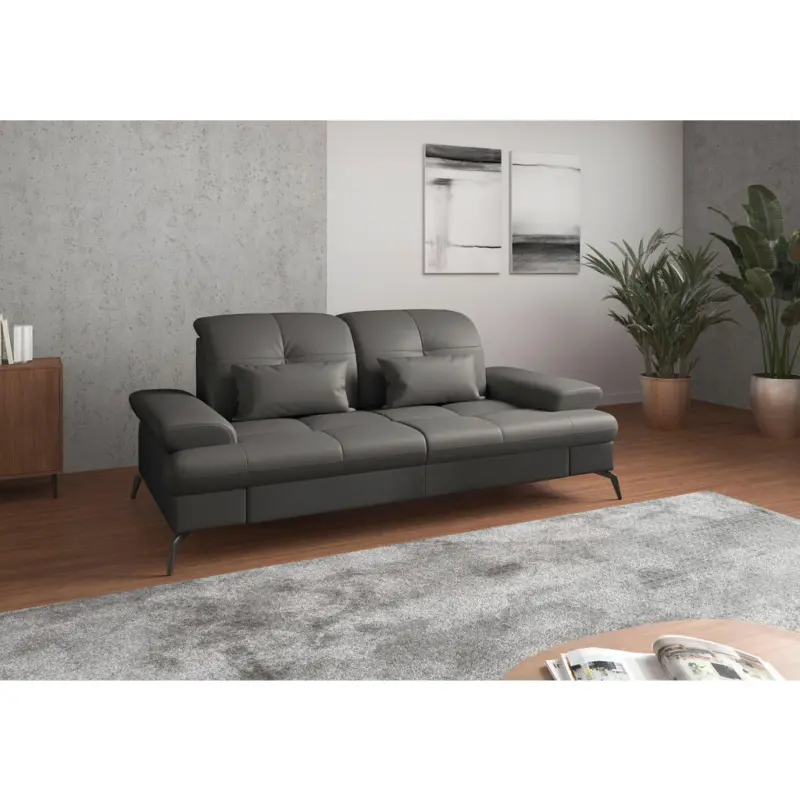 2,5-Sitzer in Vliesstoff Kombination Echtleder/Stoff Anthrazit