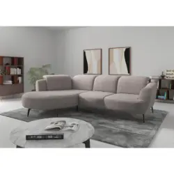 Ecksofa ZOE E in Chenille Silberfarben 199/309 cm