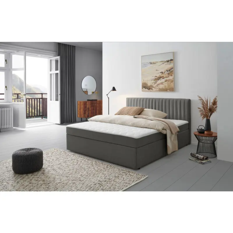 Boxbett 200/200 cm in Dunkelgrau