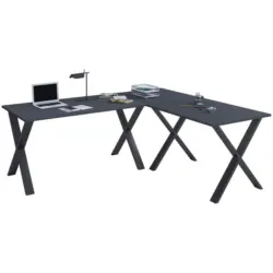 Eckschreibtisch 190/190/76 cm in Anthrazit, Schwarz