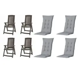 Gartenstuhl-Set Kunststoff, Textil Grau