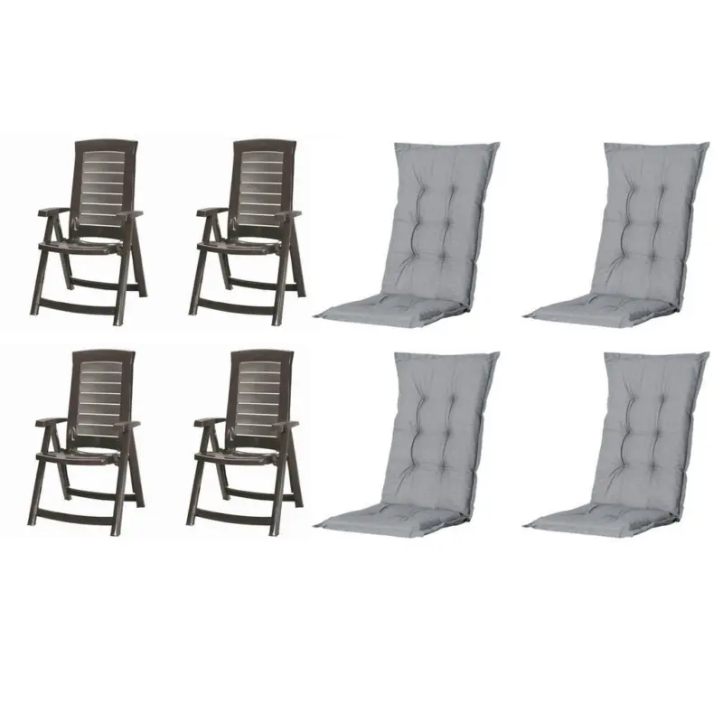 Gartenstuhl-Set Kunststoff, Textil Grau