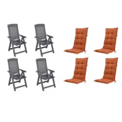 Gartenstuhl-Set Kunststoff, Textil Anthrazit, Terracotta