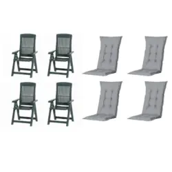 Gartenstuhl-Set Kunststoff, Textil Grau, Gr&uuml;n