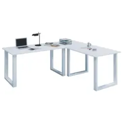 Eckschreibtisch 190/190/76 cm in Wei&szlig;