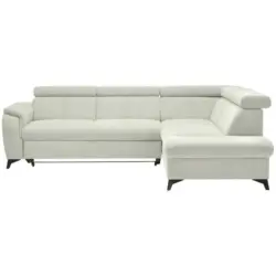 Ecksofa Prag in Flachgewebe Wei&szlig; 260/203 cm