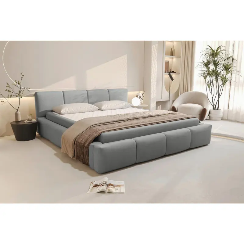 Polsterbett Lattenrost, Bettkasten Silberfarben 180/200 cm