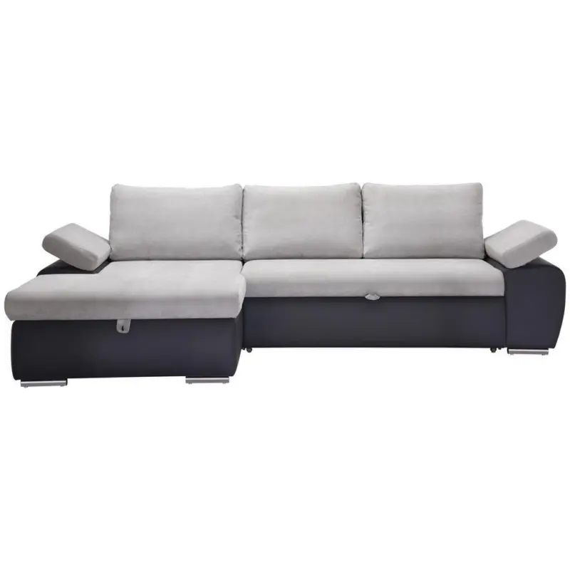 Ecksofa in Flachgewebe Hellgrau, Dunkelgrau 175/271 cm