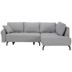 Ecksofa in Webstoff Grau 250/191 cm