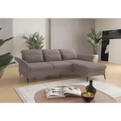 Ecksofa in Flachgewebe Taupe 264/198 cm