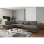 XXXLutz Lauterach - Ihr M&ouml;belhaus bei Bregenz Wohnlandschaft in Flachgewebe Schlammfarben