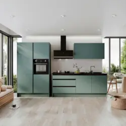 K&uuml;chenleerblock 335 cm in Gr&uuml;n, Schwarz