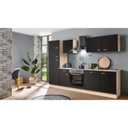 K&uuml;chenblock 280 cm in Dunkelbraun, Sonoma Eiche