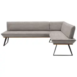 Eckbank 243/163 cm in Schwarz, Eichefarben, Beige