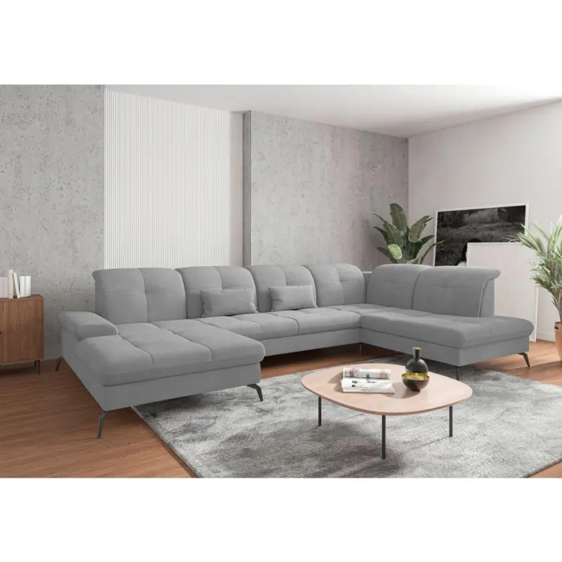 Wohnlandschaft in Flachgewebe Grau