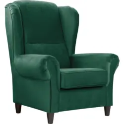 Ohrensessel in Pl&uuml;sch Gr&uuml;n