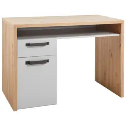 Jugendschreibtisch 111,6/60,2/76,7 cm Grau, Eichefarben Stauraum