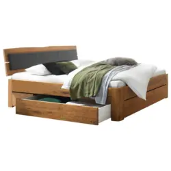 Stauraumbett 180/200 cm in Anthrazit, Wildeiche