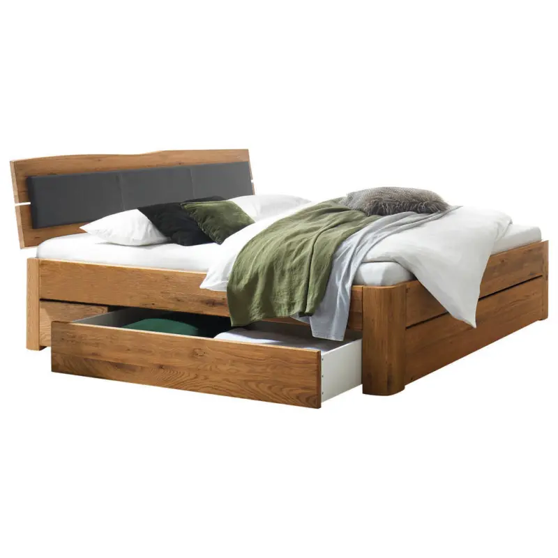 Stauraumbett 180/200 cm in Anthrazit, Wildeiche