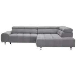 Ecksofa in Webstoff Grau 295/201 cm