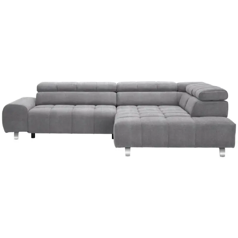 Ecksofa in Webstoff Grau 295/201 cm