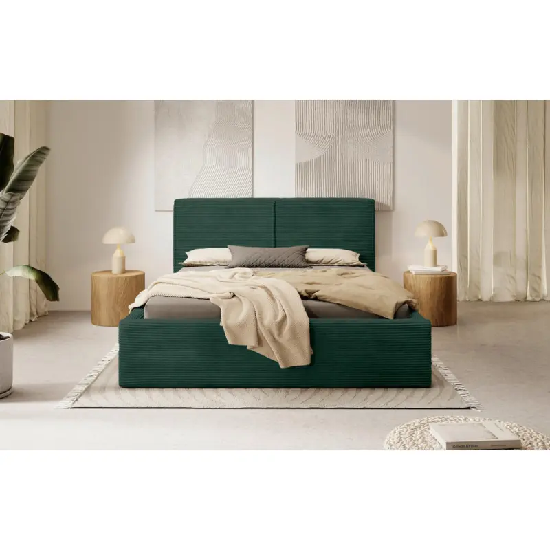 Polsterbett Lattenrost, Bettkasten Dunkelgr&uuml;n 180/200 cm