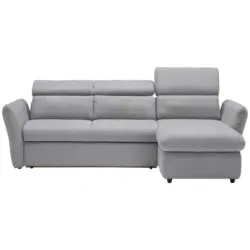 Ecksofa in Mikrofaser Hellgrau 240/172 cm