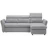 Ecksofa 240/172 cm in Mikrofaser Hellgrau R&uuml;cken echt, Kopfteilverstellung 240/172 cm