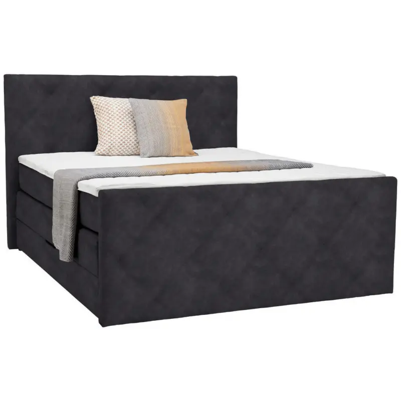 Boxspringbett 140/200 cm in Anthrazit