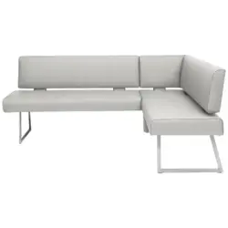 Eckbank 173/137 cm in Edelstahlfarben, Hellgrau