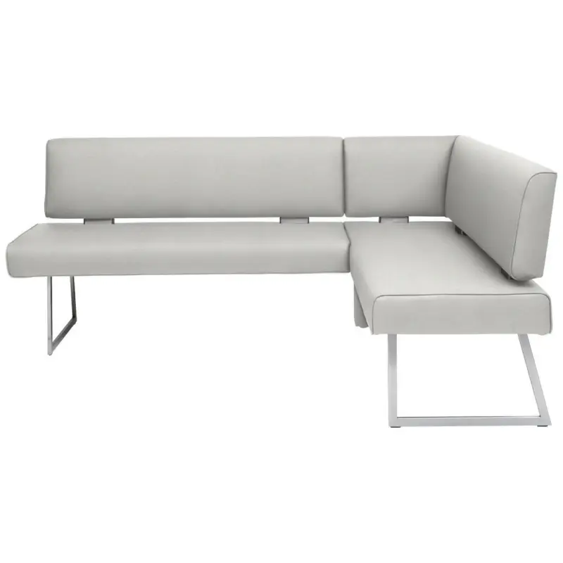 Eckbank 173/137 cm in Edelstahlfarben, Hellgrau