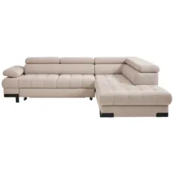 Ecksofa in Webstoff Beige 263/223 cm