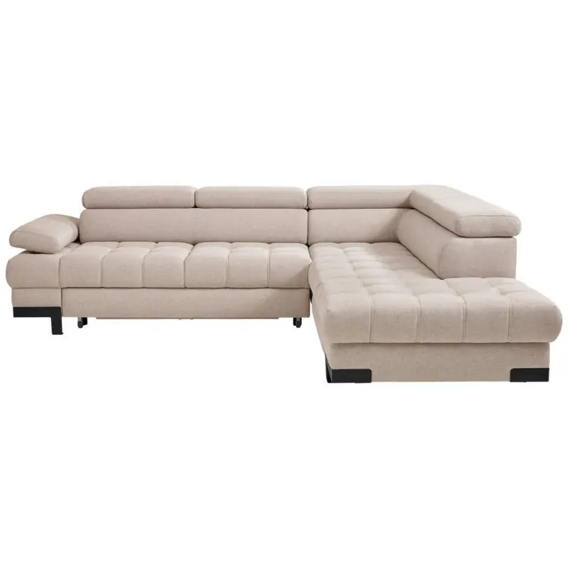 Ecksofa in Webstoff Beige 263/223 cm