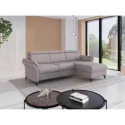 Ecksofa Glendale E in Chenille Silberfarben 253/166 cm