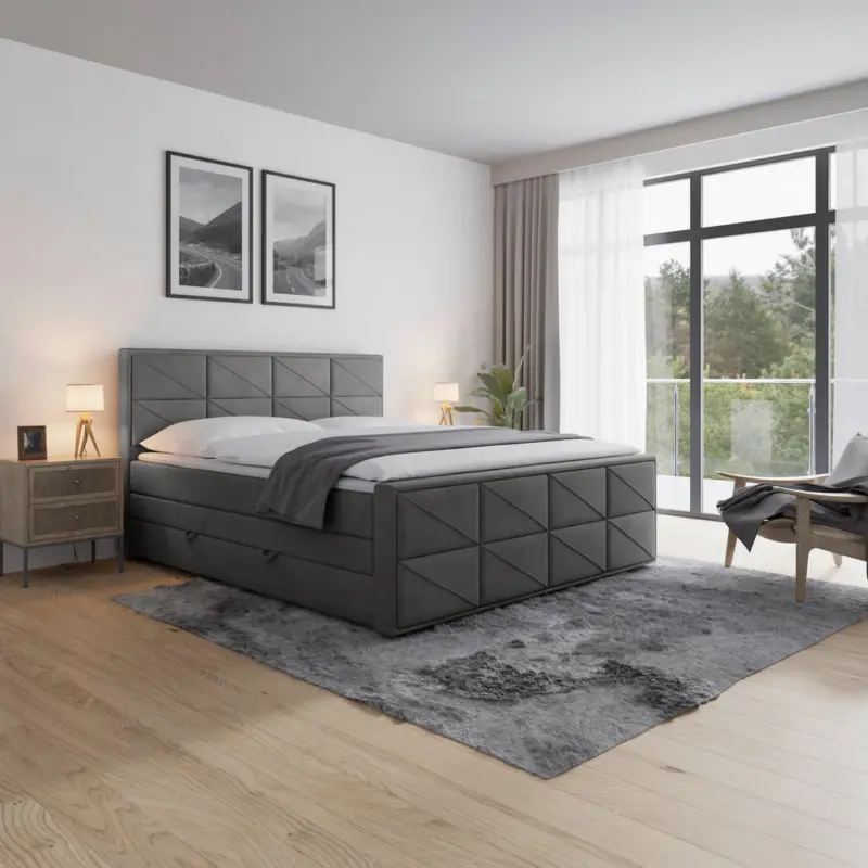 Boxspringbett 180/200 cm in Anthrazit