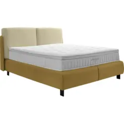 Boxspringbett 180/200 cm in Creme, Senfgelb