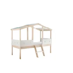 Hausbett Lattenrost 90/200 cm in Wei&szlig;, Kieferfarben