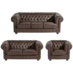 XXXLutz Lauterach - Ihr M&ouml;belhaus bei Bregenz Chesterfield-Sitzgarnitur in Echtleder Braun
