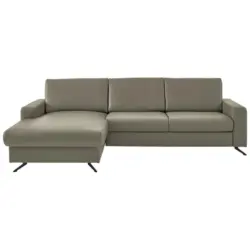 Ecksofa Beldomo premium in Echtleder Hellgrau 165/267 cm