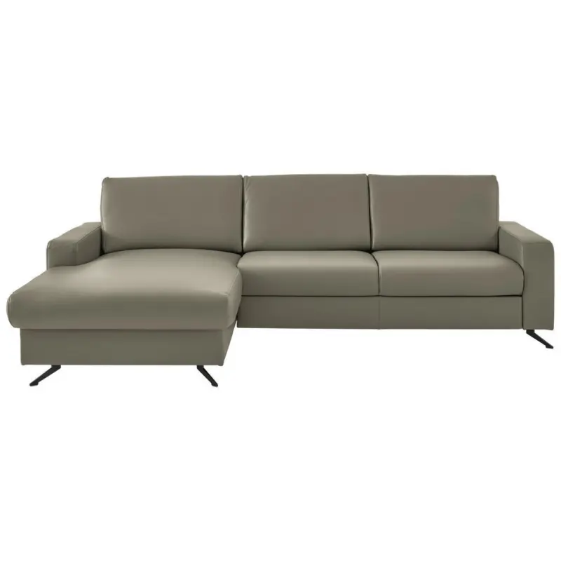 Ecksofa Beldomo premium in Echtleder Hellgrau 165/267 cm