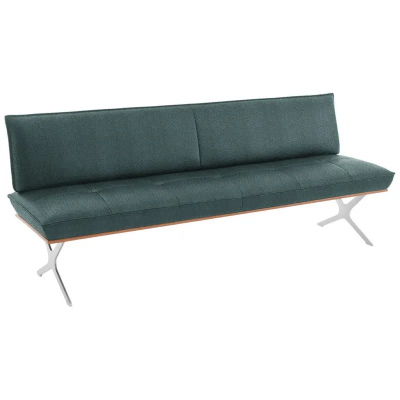 Sitzbank 194/88/66 cm in Nussbaumfarben, Nickelfarben, Petrol