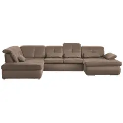 Wohnlandschaft in Mikrofaser Sandfarben