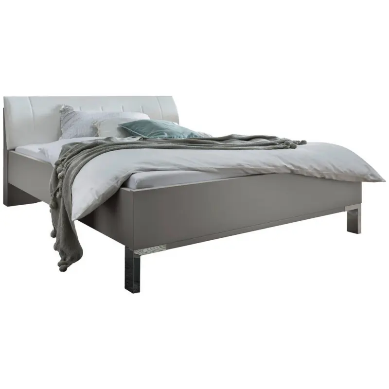 Bett 200/200 cm in Grau, Wei&szlig;